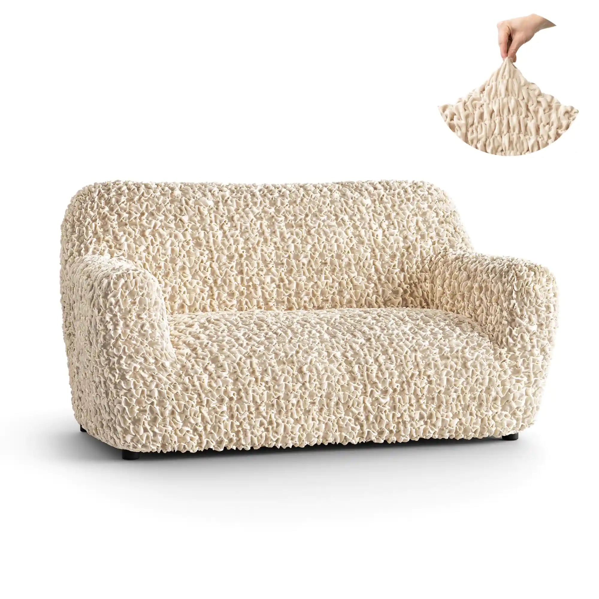 2 Seater Sofa Cover - Beige, Fuco Velvet